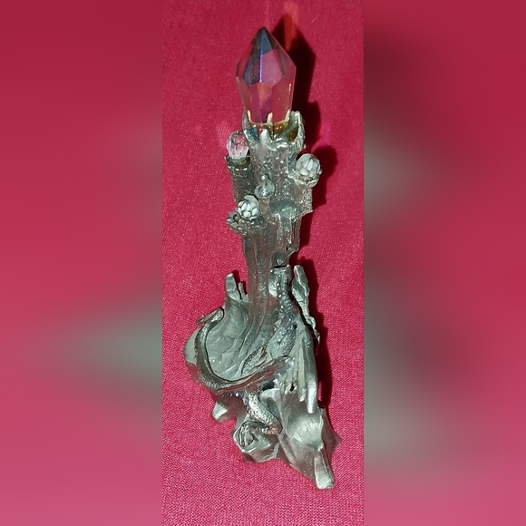 Vintage 1986 Perth Pewter Dragons Castle Figurine w/ Crystals 4.5" x 3" - Picture 5 of 7